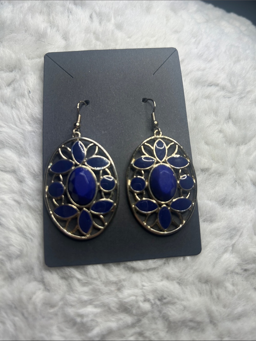 Blue Floral Filigree Drop Earrings - Women Jewelry